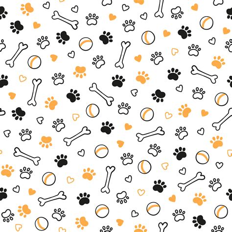 Seamless Dog Pattern With Paw Prints Bones Hearts And Balls Cat Foot