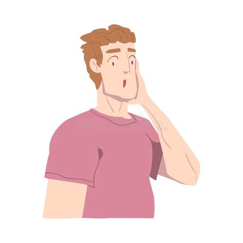 Surprised Guy Person With Shocked Face Expression Cartoon Style Vector