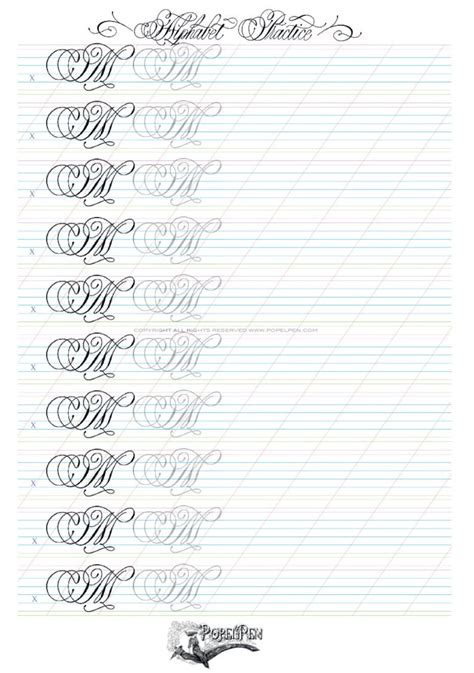 Calligraphy Font Download Practice Sheets Italic Hand Learn Etsy