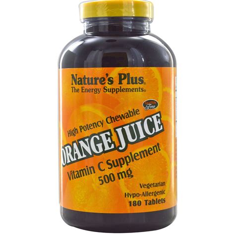 Use of vitamin c supplements have become very popular for health. Nature's Plus, Orange Juice Vitamin C Supplement, 500 mg ...