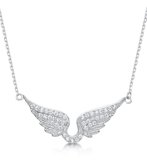 Cubic Zirconia Angel Wings Necklace In Sterling Silver Jo For Girls
