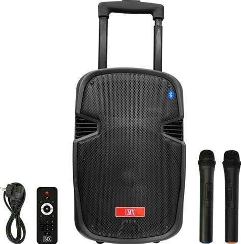 This portable pa speaker system with mic weighs 25 lbs and measures at 14.7 inches by 10.6 inches by 11.2 inches. MX 12 Inches Portable Multimedia Trolley Speaker with 2 ...