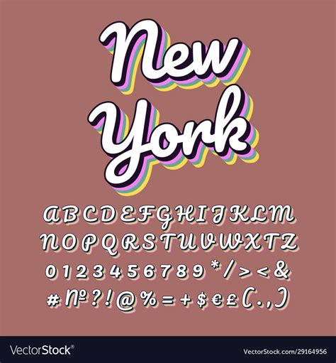New York Vintage 3d Lettering Retro Bold Font Vector Image