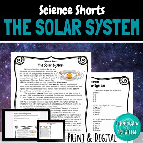 The Solar System Reading Comprehension Passage Print And Digital Classful
