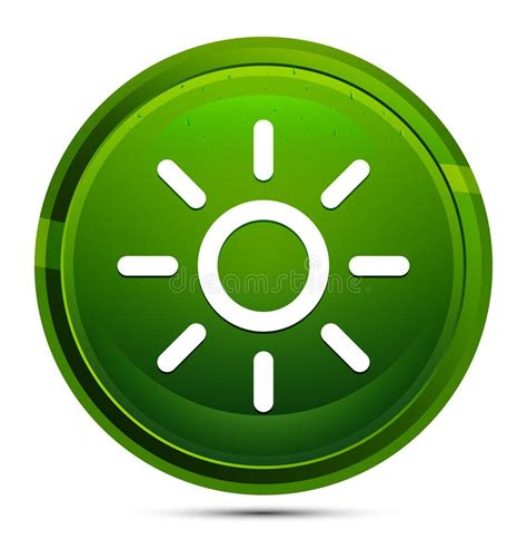 Screen Brightness Sun Icon Glassy Green Round Button Illustration Stock