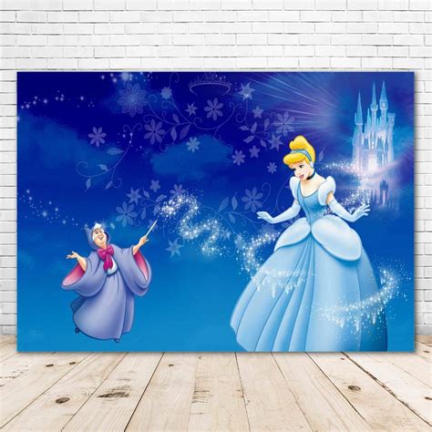 Buy Princess Cinderella Backdrop For Birthday Party X Baby Blue Background Silver Castle