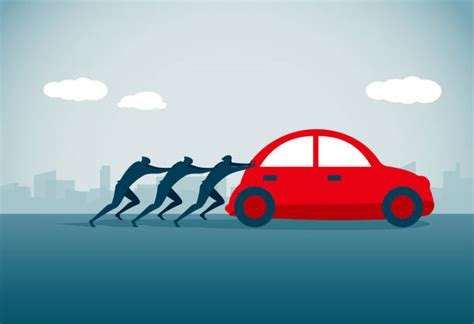 People Pushing A Car Clipart