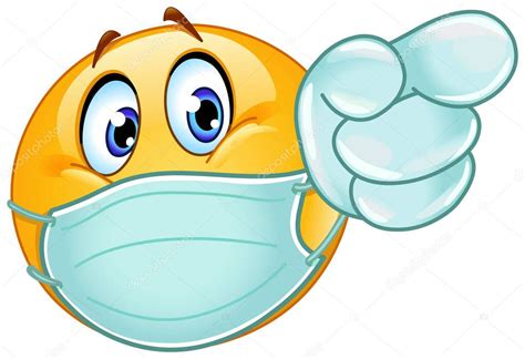 Emoji Emoticon With Medical Mask Over Mouth And Disposable Gloves
