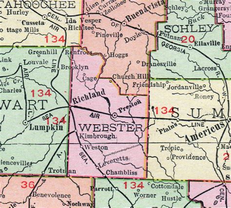 Webster County Georgia 1911 Map Preston Weston Kimbrough