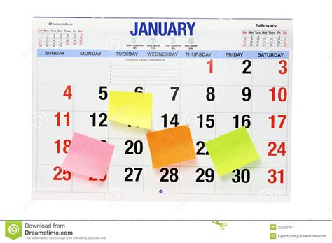 Calendar With Adhesive Note Papers Stock Image Image Of Life