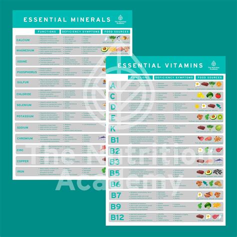 Printable Vitamin And Mineral Chart