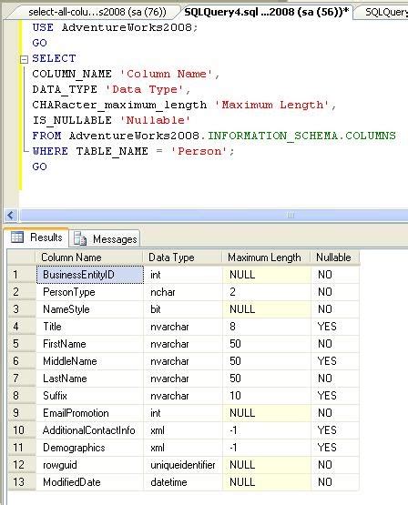 The Desk Sql Display Attributes Of A Table
