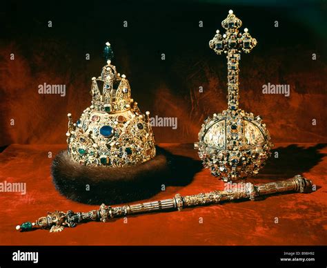 The Regalia Crown Scepter And Orb Of Tsar Mikhail Romanov 1627 28 Stock