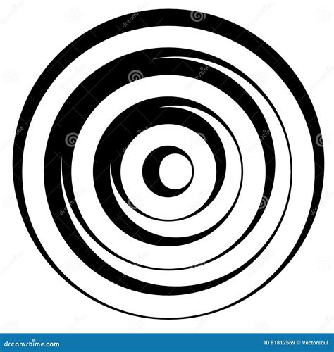 Concentric Circles W Dynamic Irregular Line Monochrome Abstract Stock