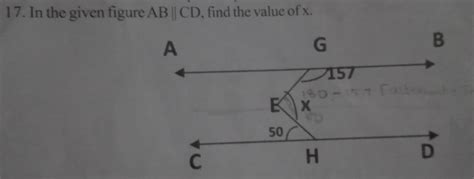 in the given figure ab is parallel to cd find the value of x