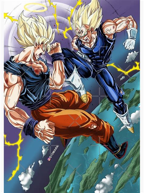 Ssj2 Goku Vs Majin Vegeta Q10mark Poster For Sale By Q10mark