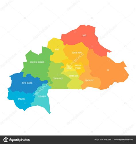 Burkina Faso Political Map Administrative Divisions Regions Colorful