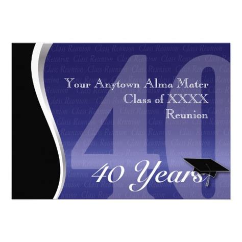 Customizable 40 Year Class Reunion 5x7 Paper Invitation Card Zazzle