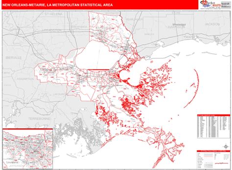 New Orleans Metairie Metro Area La Zip Code Maps Red Line