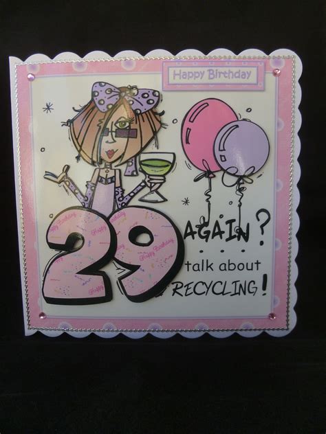 29 Again Birthday Card Humorous Female Recycling Birthday Etsy