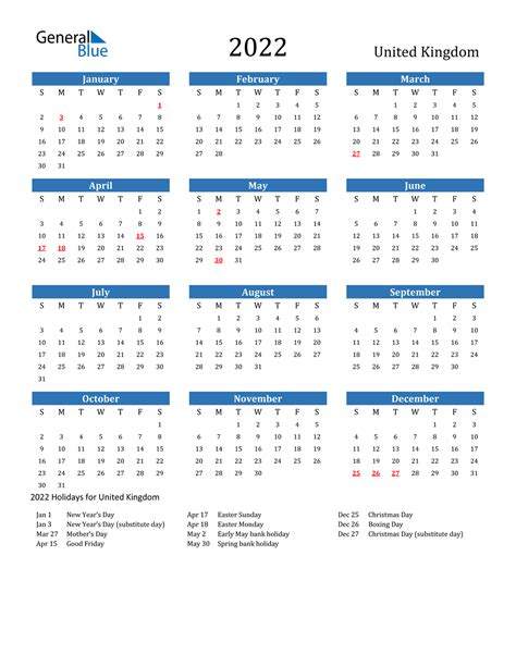 Printable Monthly Calendar 2022 Uk Printable Calendar Design