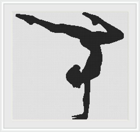 Silhouette Handstand Girl Yoga Asanas Gymnast During Classes Etsy