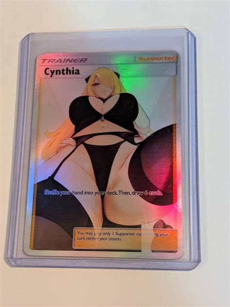 Full Art Holographic Pokemon Orica Custom Waifu Card Cynthia Etsy Canada