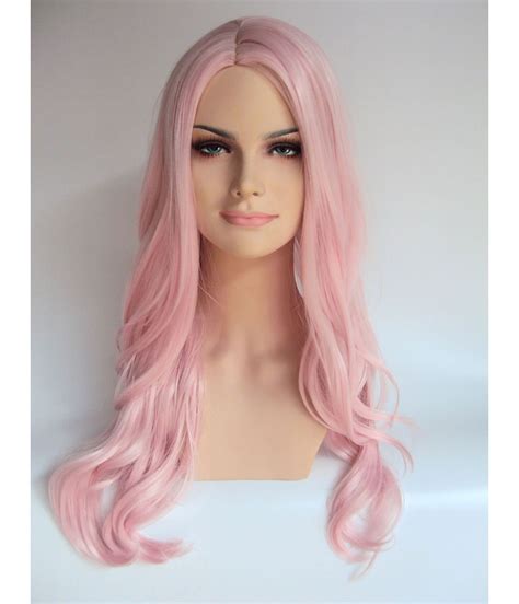 Pastel Pink Wig Long Wavy Celebrity Wigs Star Style Wigs Uk