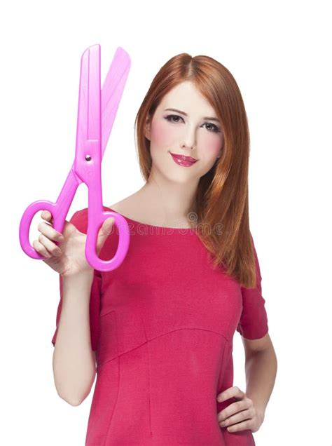 Redhead Girl Big Scissors Comb Photos Free And Royalty Free Stock