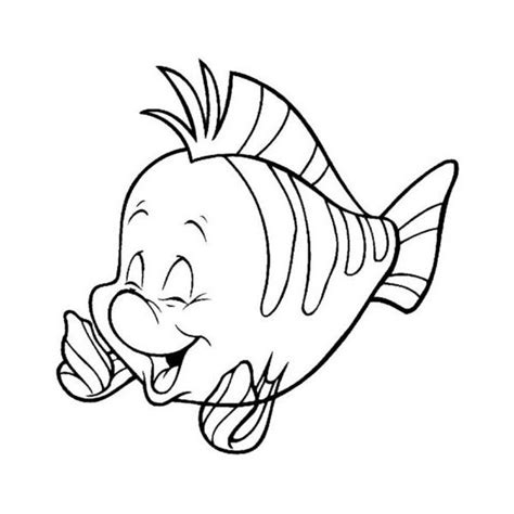 The Little Mermaid Flounder Outline Clipped By Salvsnena Liked On