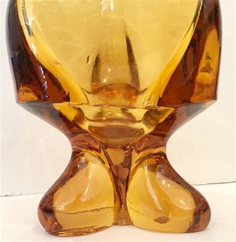 Mid Century Amber Footed Stretch Glass Vase By Viking At 1stdibs Amber Viking Glass Vase
