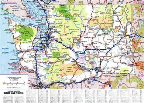 Laminated Map Large Detailed Roads And Highways Map Of Washington