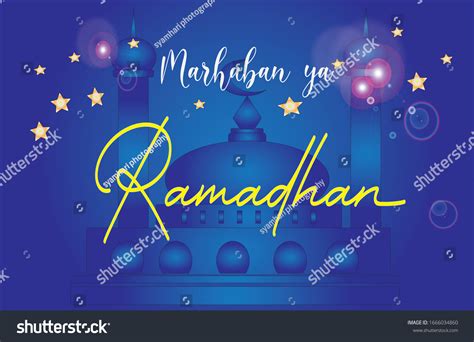 Marhaban Ya Ramadhan Islamic Greeting Colorful Stock Vector Royalty