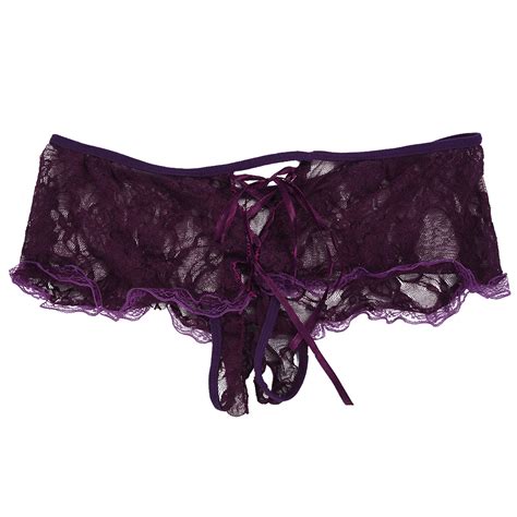Sexy Lace Crotchless Panties Briefs Womens Lingerie Underwear Purple 2xl S5f1 Ebay