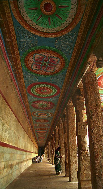 Ancient Hindu Mandir Temple Ceiling Madurai India Indian