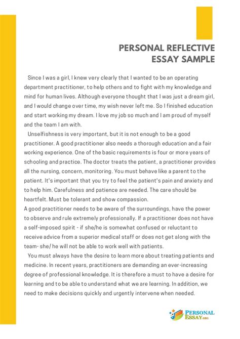 A reflection paper, from a writing standpoint, can be a challenge. Personal Reflective Essay Sample