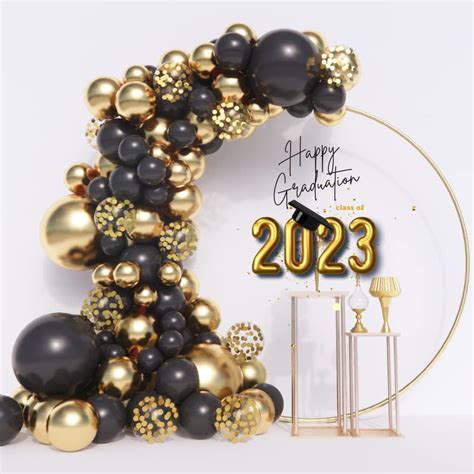 Beaumode Black Gold Balloon Arch Garland Kit For Class Of