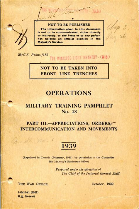 Military Training Pamphlet No 23 Part Iii Appreciations Orders