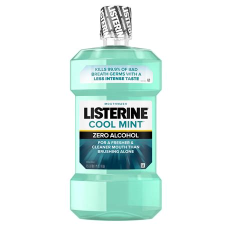 listerine zero alcohol free mouthwash cool mint 1 5 l