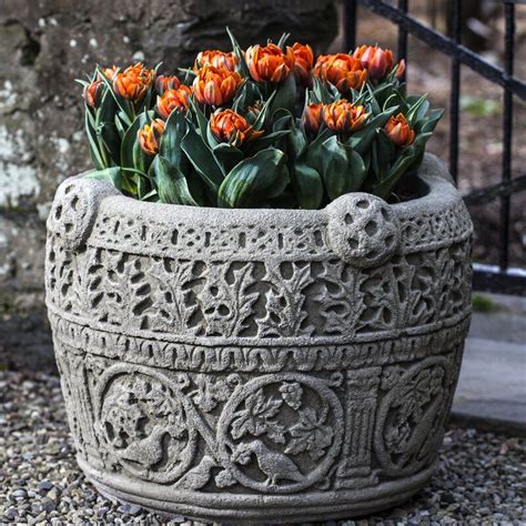 Keough Antique Celtic Large Cast Stone Pot Planter Large Garden