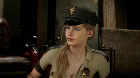 claire sexy blue sheriff costume mod resident evil remake gameplay my xxx hot girl