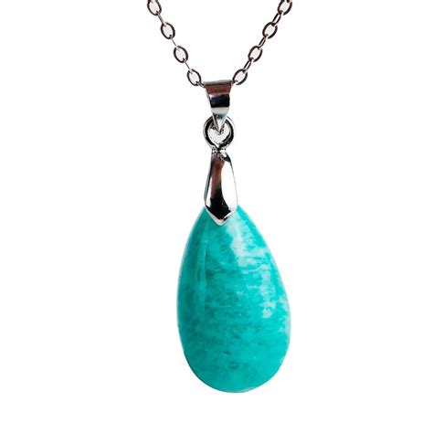 Genuine Green Amazonite Natural Stone Pendant Women Necklace Charms