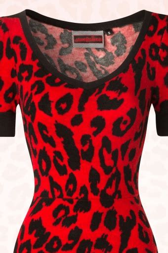 50s Leopard Swing Dress In Red