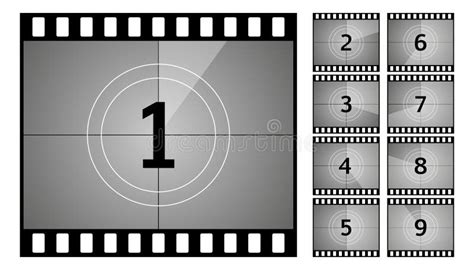 Vintage Retro Cinema Countdown Frame Art Design Old Film Movie Timer Count Vector Stock
