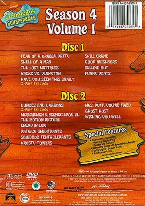 Spongebob Squarepants Season Four Volume 1 Dvd 2006 Dvd Empire