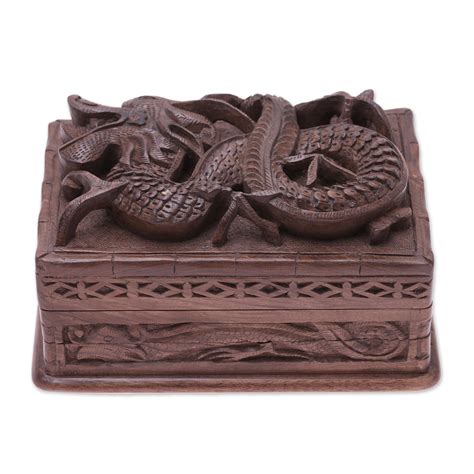 Unicef Market Hand Carved Wood Jewelry Box From India Lucky Dragon