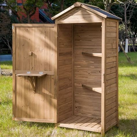 Outdoor 2 Ft X 15 Ft Solid Wood Vertical Tool Shed Outdoor Storage