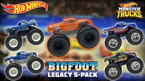 Hot Wheels Monster Trucks Bigfoot Legacy 5 Pack Youtube