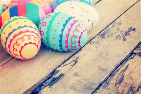 Colorful Easter Egg On Wood Background Stock Image Image Of Spring