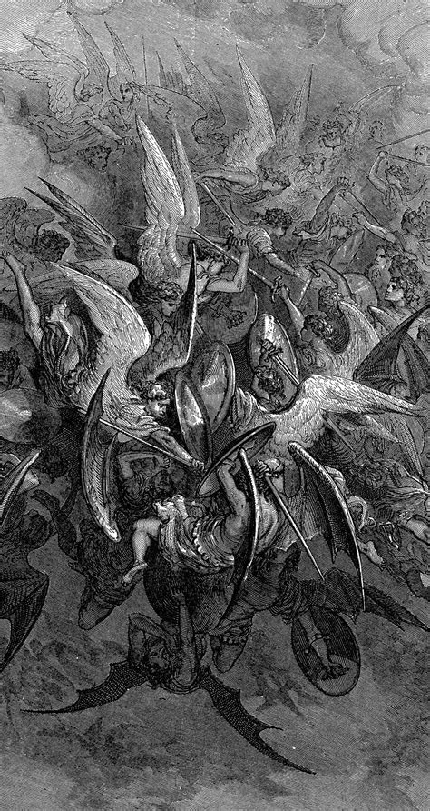 War In Heaven Illustration For John Miltons Paradise Lost Detail